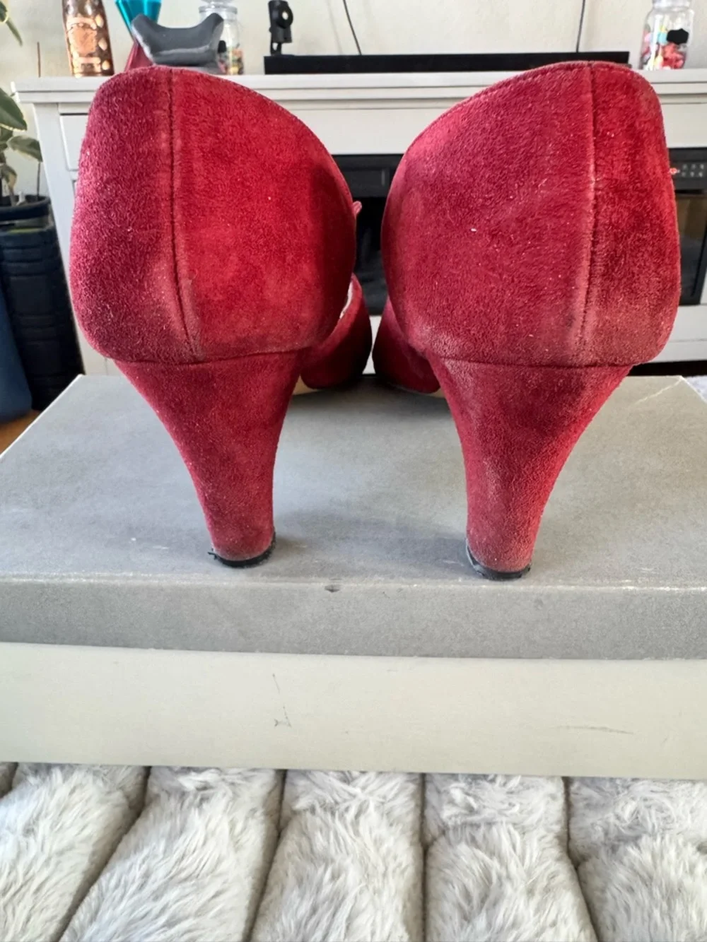 Vintage Balenciaga Burgundy Suede Strappy Mid-Heels